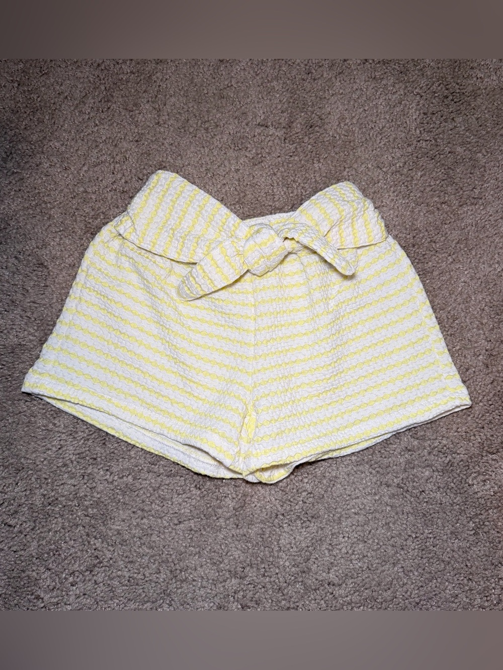 Yellow Striped High-Waisted Bow Shorts Girls Size 4T